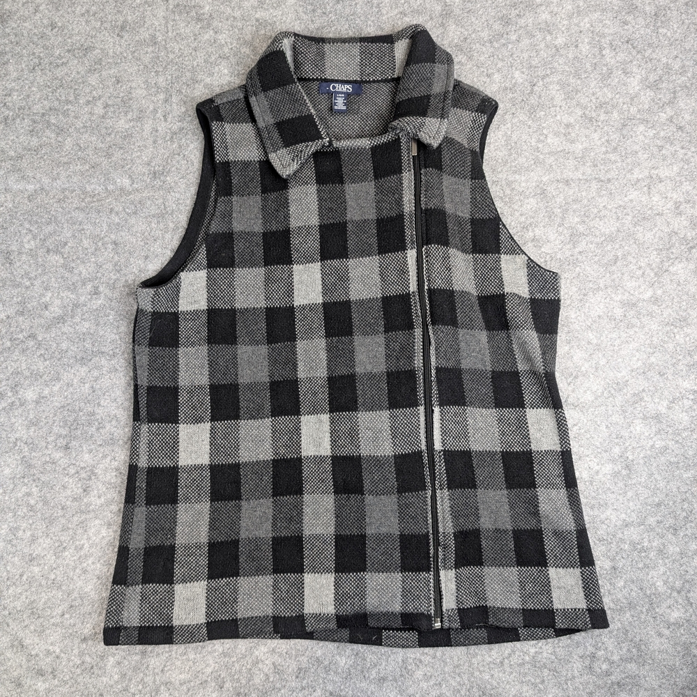 Chaps Black and Gray Textured Top